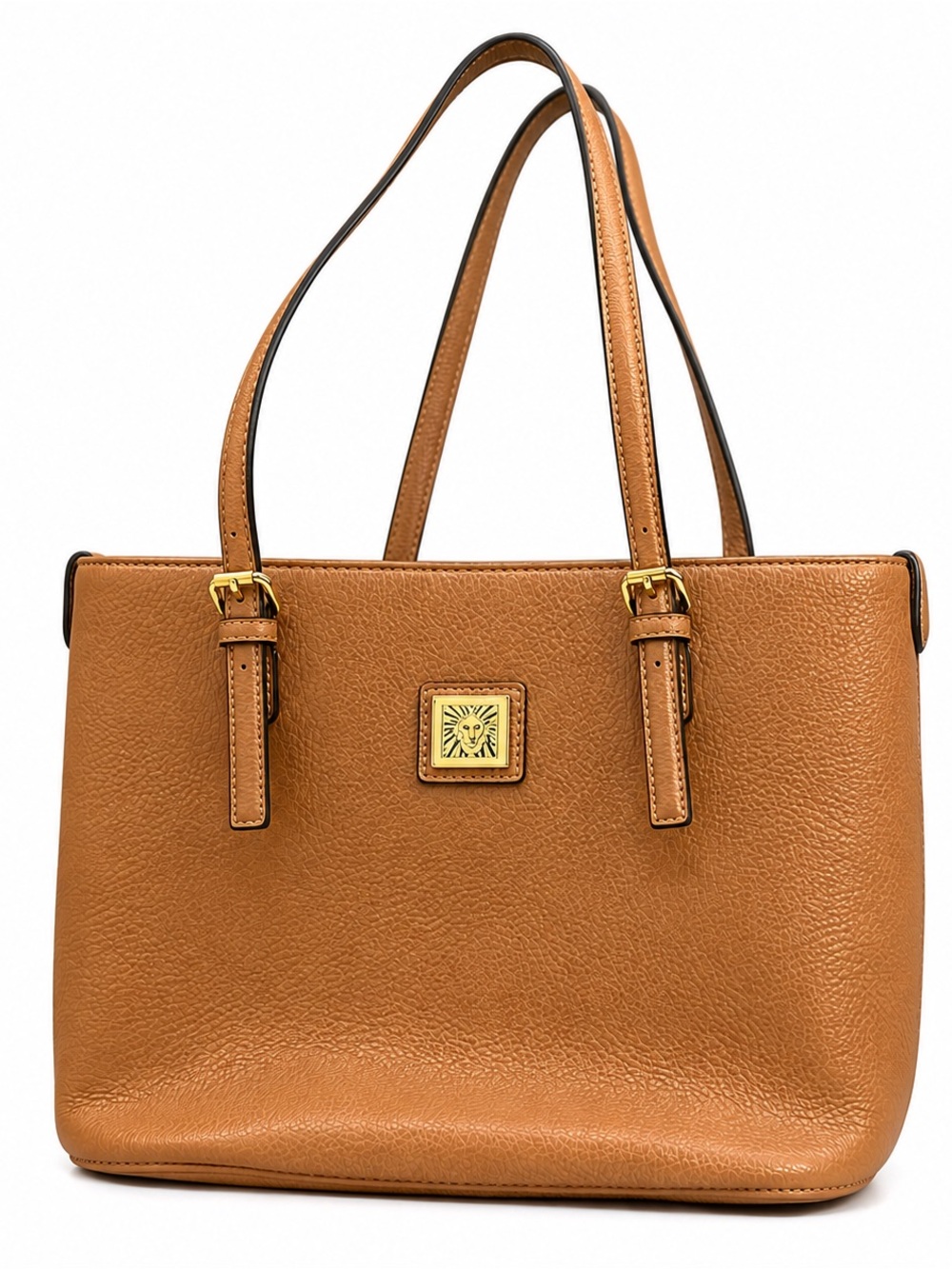 Anne Klein Perfect Tote Tan Pebbled Faux Leather Shoulder Bag Medium Large